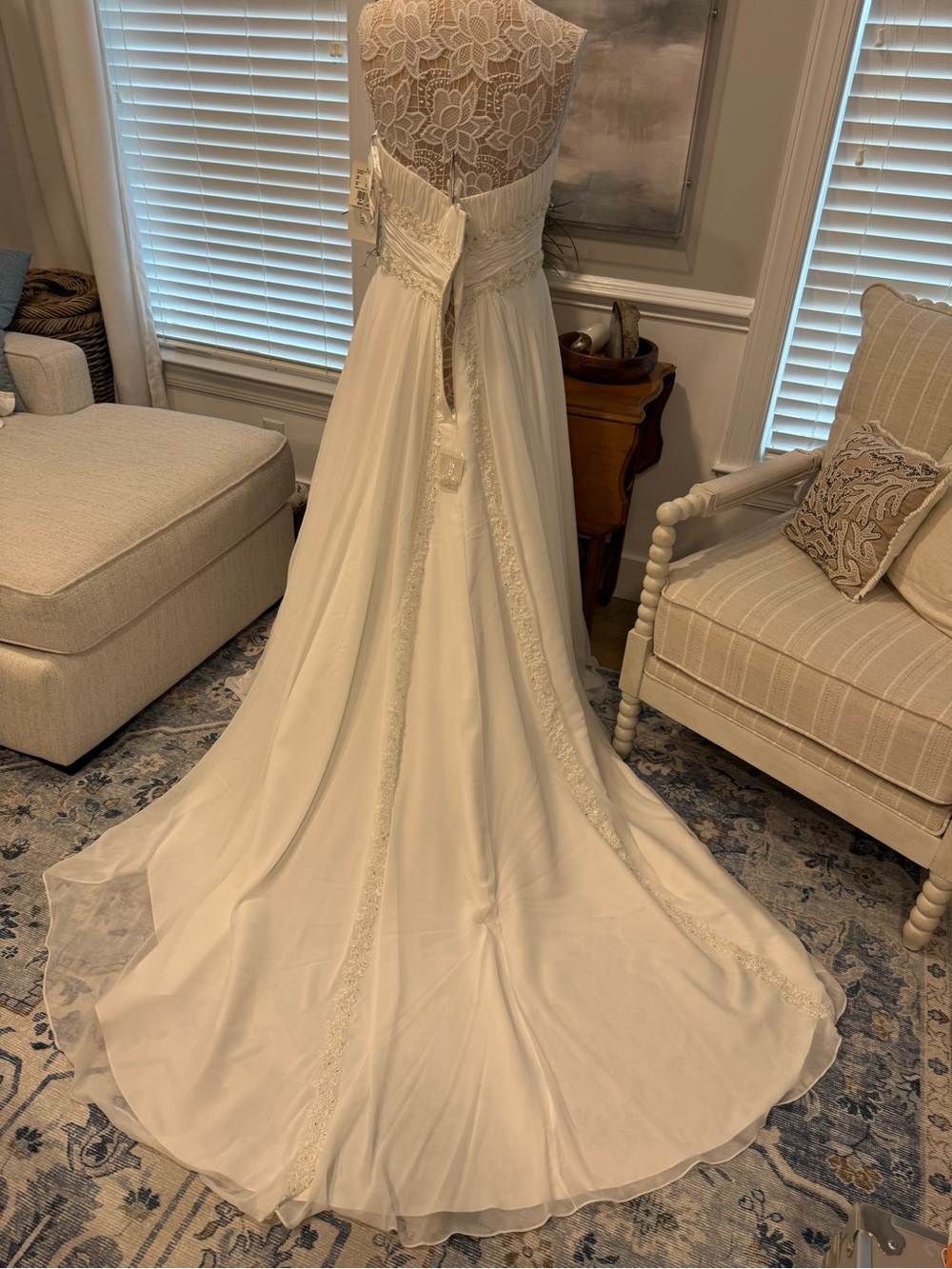 NWT!! David's Bridal Ivory Strapless Chiffon Bridal Gown size 16 - Picture 4 of 6
